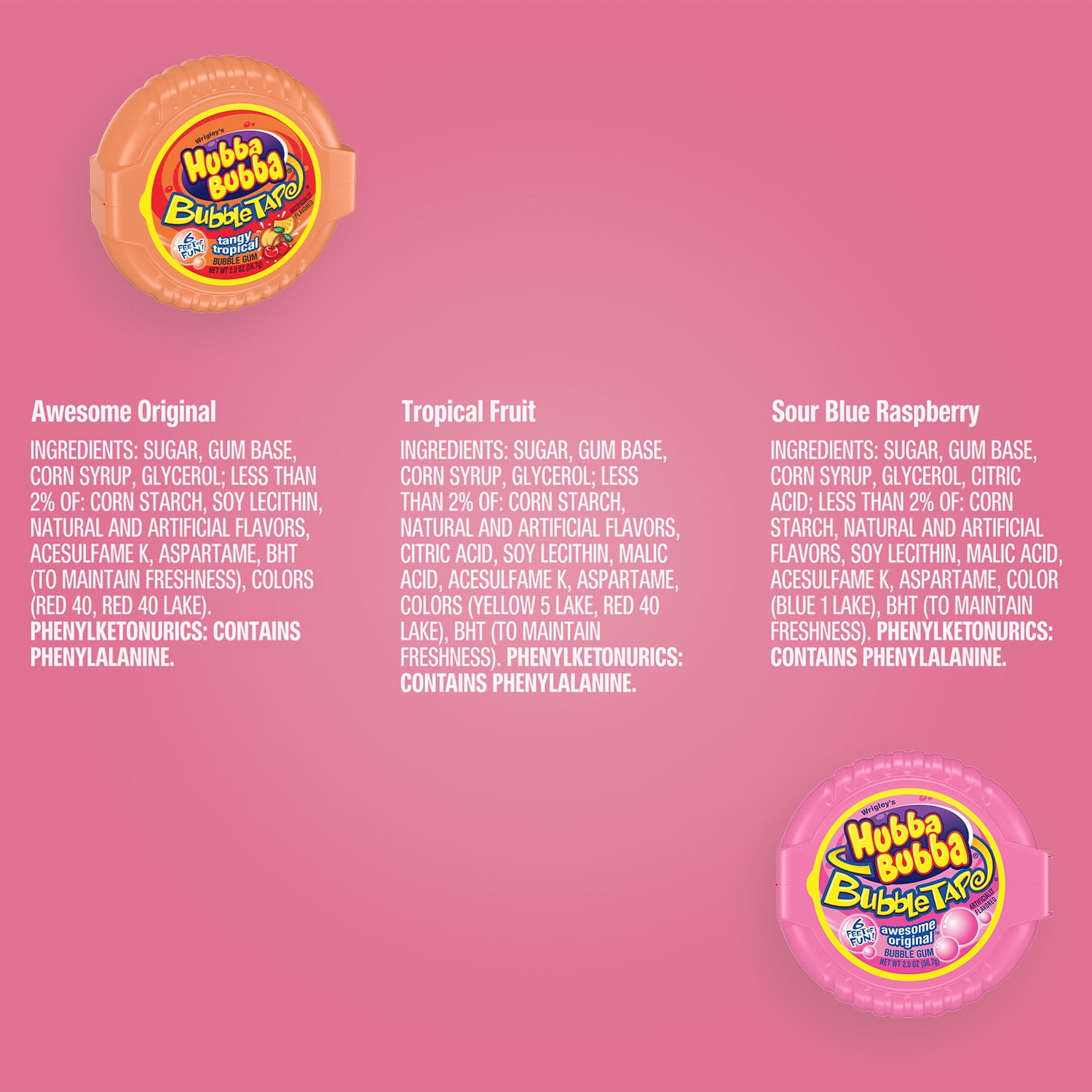 Hubba Bubba Bubble Tape Bubble Gum Assortment - 12 Ct Bulk Box