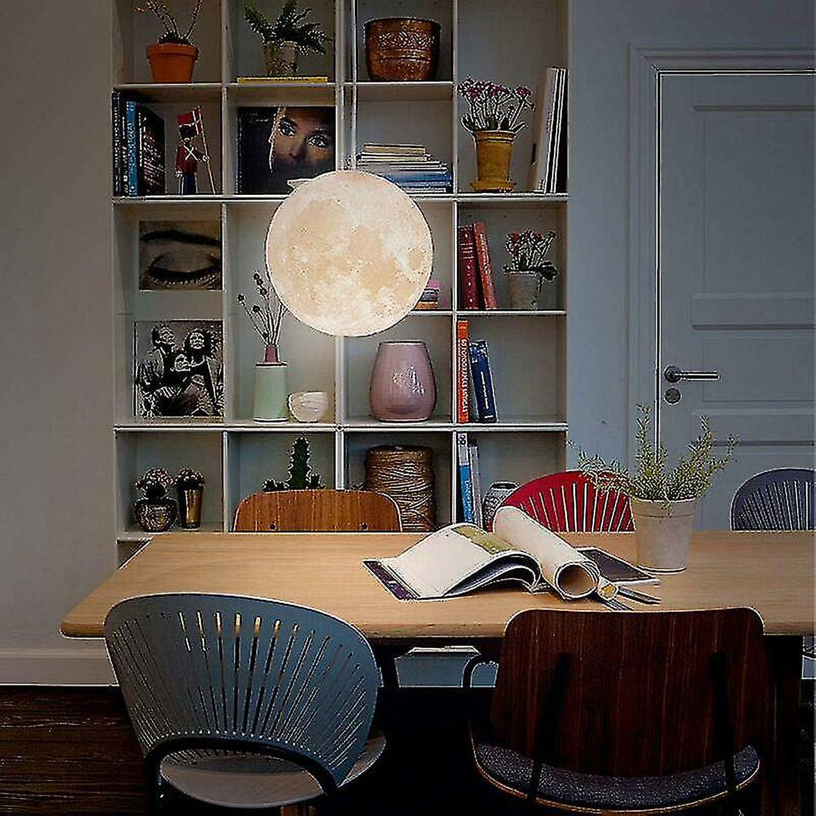 3D Moon Chandelier Moon Ceiling Chandelier Moon Ceiling Light Planet Pendant Light Fixture Moon Restaurant Bar Home Children's Room LED Chandelier(Bul