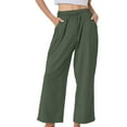 thumbnail image 2 of Yubnlvae Best-Selling Cotton Linen Wide-Leg Pants - Drawstring Waist with Pockets for Travel Or Daily Use, Women's Corduroy Shorts High Waist Summer Drawstring Casual Wide Leg Beach Pants, Green2, S, 2 of 9