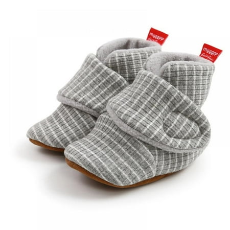 

Neswborn Baby Winter Warm Striped Shoes Infant Boy Girl Cotton Casual Plush Soft Soled Shoes Frist Walking