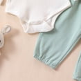 thumbnail image 6 of Staki Girls Outfits Infant Newborn Baby Girl Clothes Baby Girl Outfits for Fall Winter Long Sleeve Snap Bodysuit Pant Sets with Headband 9 12 Months(Light Green, 9-12 Months), 6 of 6