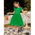 thumbnail image 5 of Oudiya Toddler Girls Tutu Easter Dress Fluffy Ruffle Sleeve Dresses Summer Casual Tulle Party Green Sundress for Kids 6-7Y, 5 of 7