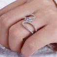 thumbnail image 4 of Bow Jewelry Two Stone Bypass Engagement Rings - 2.46 Ct Moissanite Oval Cut Engagement Rings - 14K White Gold Plated Wedding Anniversary Ring - 2 Stone Engagement Wedding Toi Et Moi Rings, 4 of 8