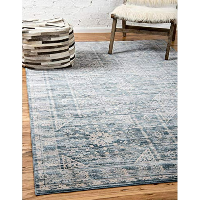 Unique Loom Paris Collection Pastel Tones Traditional Distressed Blue Area Rug (7' 0 x 10' 0)