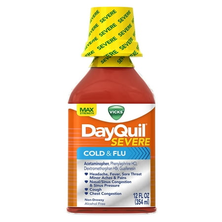 Vicks DayQuil Severe Cold & Flu Relief Liquid, 12 fl oz