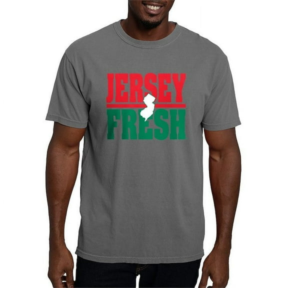CafePress - Jersey Fresh Logo White NJ & Color T Shirt - Mens Comfort Colors Shirt