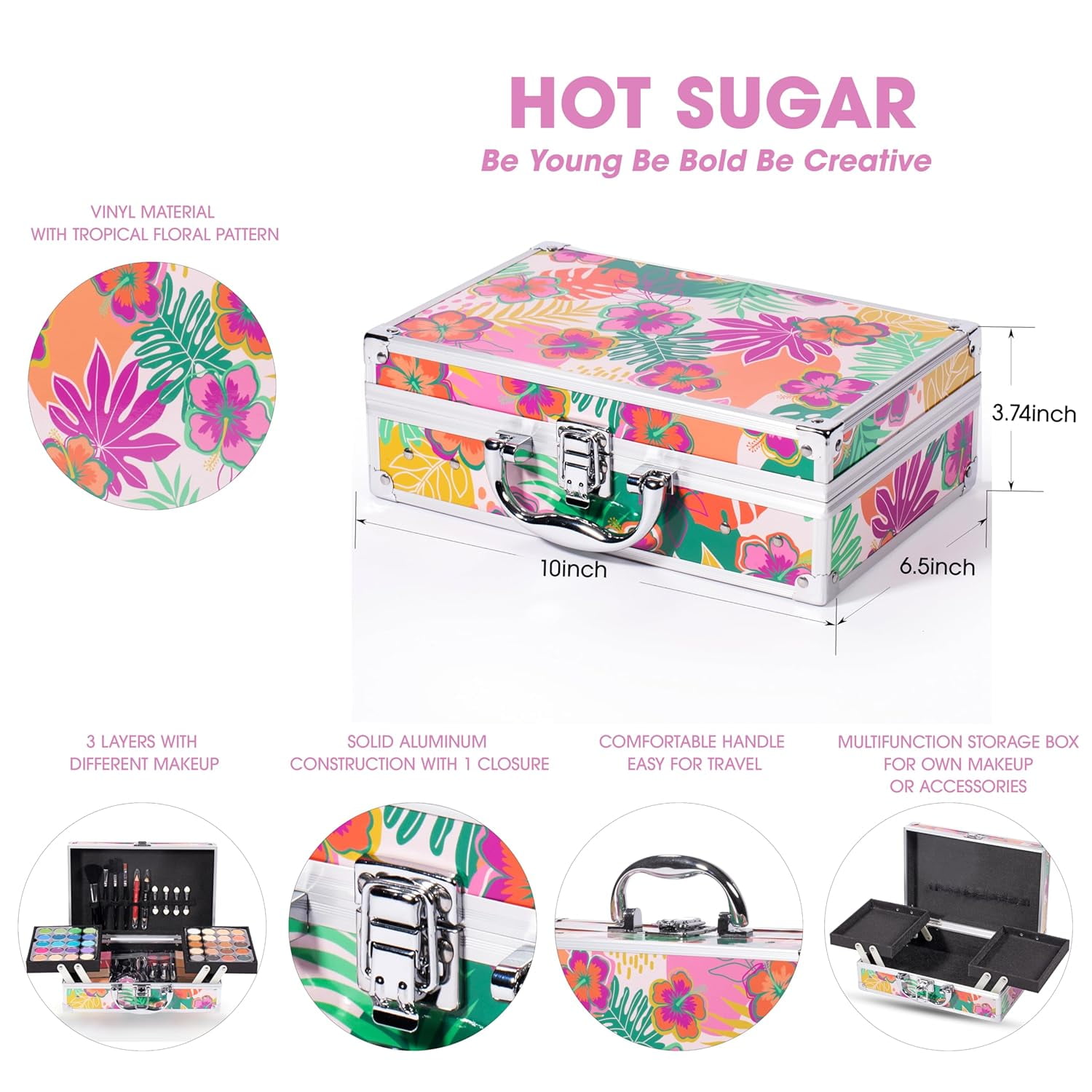 Hot Sugar Makeup Kit for Women Full Kit, Teen Girls Makeup Set Ages 8-16 for Birthday & Christmas (Tropical)