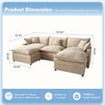 thumbnail image 5 of Toject 107.87" Modular Sectional Sofa U Shaped Cloud Couch, Chenille 4 Seat Deep Seat Sofa with 2 Movable Ottomans for Living Room Bedroom Apartment, Oatmeal, 5 of 10