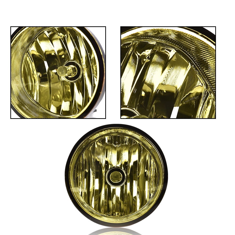 PIT66 Pair Fog Lights Assembly Fit for 2005-2011 Toyota Tacoma/2004-2006 Toyota Solara/2008-2015 Toyota Sequoia/2007-2013 Toyota Tundra Bumper Fog Lamps w/Bulb/Switch Yellow Lens
