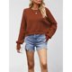 thumbnail image 4 of Suéter de Mujer de Otoño, Cuello Redondo, Tipo Murciélago, Estilo Pullover Rojo Óxido M, 4 of 7