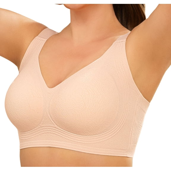 Daystry Womens Plus Size Wireless Bra Supportive Seamless Bras Full Coverage Push Up Comfortable No Underwire Tshirt Bras