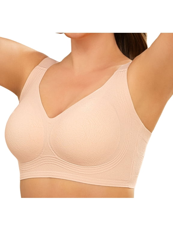 Womens Plus Size Wireless Bra Supportive Seamless Bras Full Coverage Push Up Comfortable No Underwire Tshirt Bras