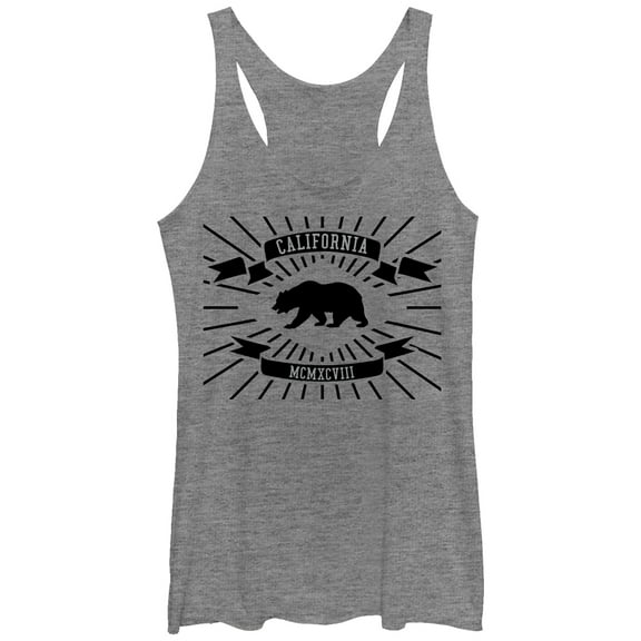 Women's Lost Gods California Flag Roman Numerals  Racerback Tank Top Gray Heather Medium