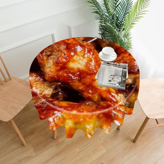RKSupls 60 Inch Round Tablecloth, BBQ Chicken Wings Premium Polyester Straight Edge Wrinkle Resistant Washable Table Cover for Party Home Dining Decor