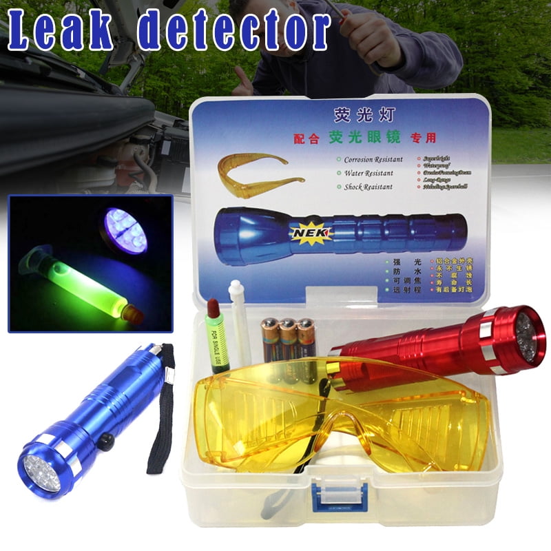 Lanbowo 1 Set Car Leak Detector Air Conditioning A/C System Leak Test Kit LED Flashlight 