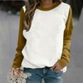 thumbnail image 2 of KIHOUT Spring Winter Womens Tops Fashion Long Sleeve Round Neck Solid Color Block Blouse Causal Pullover Tops, 2 of 6