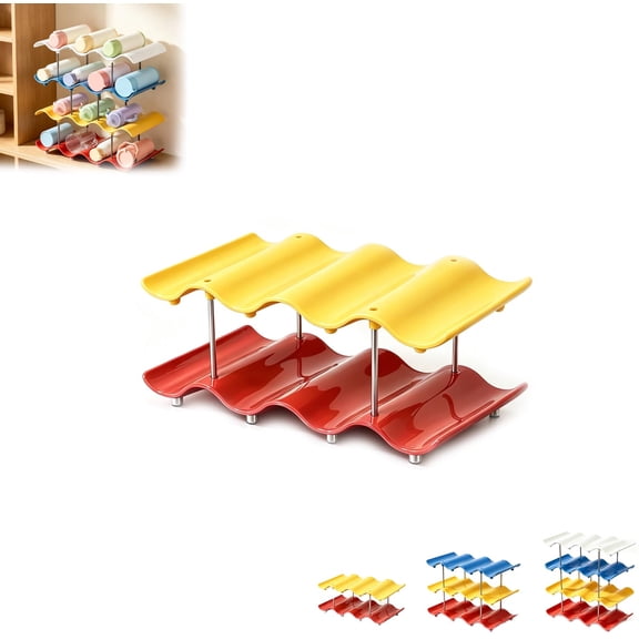 Stackable Water Bottle Organizer, Colorful 2/3/4-Tier Drinkware Rack, Large-Capacity Holder for Kitchen Cabinet and Countertop(Z)