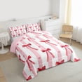 thumbnail image 3 of Homewish Kawaii Bow Full Size Comforter Sets 3-Piece for Kids Children Girls,Dreamy Princess Bedding Comforter Set,Geometric Stripes Lightweight Bedding Sets,Ultra Soft Home Decor,Reversible, 3 of 8