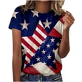 thumbnail image 2 of Lenago Blouses d'Été Grande Taille pour Femmes Mode T-shirt Décontracté à Manches Courtes Col Rond Imprimé Tenues du 4 Juillet pour Femmes, 2 of 5
