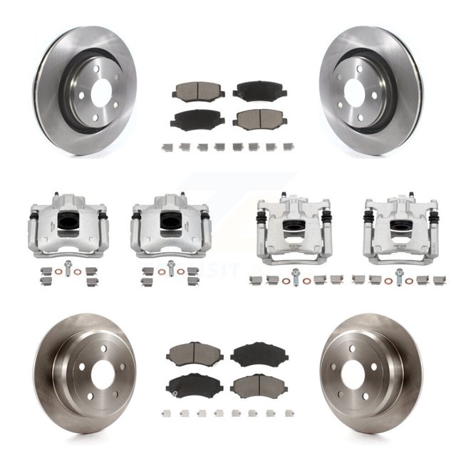 CMX Front Rear Disc Brake Caliper Rotors and Ceramic Pads Kit (10Pc) for Car 2013-2016 Jeep Wrangler with 332mm Diameter Rotor KC8-101306C