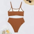 thumbnail image 6 of Swim Suits for Women 2025,Retro High Waisted Bikini Set Racerback Two Piece Swimsuit Tummy Control Bathing Suit for Beach Resort,Tankini Swimsuits for Women,L,Coffee, 6 of 7