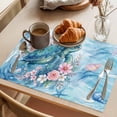 thumbnail image 3 of Sea Turtles Placemats Set of 12, Pink Flower Shell Starfish Ocean Life Watercolor Non-Slip Place Mats Washable Table Mats for Kitchen Dining Table Decorations Indoor/Outdoor, 3 of 9