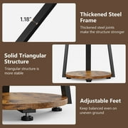 Biemlerfn End Side Table, Round Sofa Table with Metal Frame, 3-Tier Coffee Table Nightstand for Home, Black&Brown