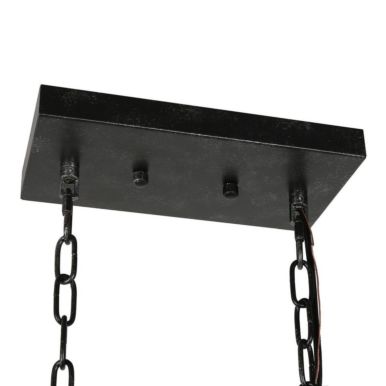 LNC Farmhouse 4-Light Rectangle Chandelier with Wood Frame and Frosted Glasss, 27.5" Wide