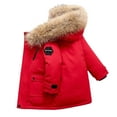 thumbnail image 5 of BFHHYA Kids Boys Girls Heavyweight Sherpa Winter Jacket Hooded Furry Collar Parka Insulated Puffer Jacket Zip-Up Thickened Mid-Length Warm Outerwear (5-16Y), 5 of 9