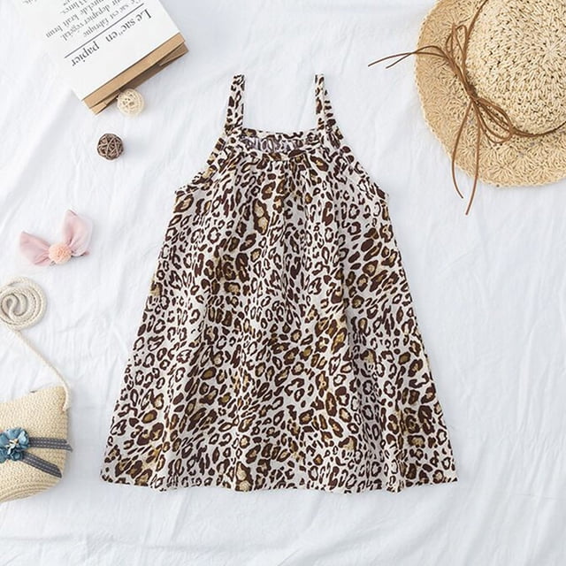 Robes pour Filles - Catégorie de Produit Robe d'Été de Plage pour Enfants Filles Décontractée Imprimée à Bretelles Robe de Soleil