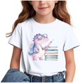 thumbnail image 2 of Frwgonr Girls T-Shirts Short Sleeve Girls Casual Shirts Graphic Tops Back of School Clothes White, Size 3-15 Years, 2 of 6