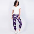thumbnail image 3 of Purple Womens Halloween High Waist Baggy Leg Pants Womens Halloween Pajamas Pants Cute Magical Pajama Soft Long Bottoms Women Fall Pjs S, 3 of 4