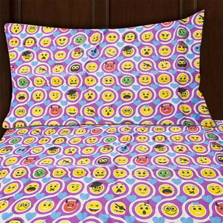 - Sutton Home Fashions (3 Piece) Emoji Bed Sheets, Twin Sheets, Twin Bed Sheets Set, Kids Bedding With Emoji Pillow Case, Flat Sheet, and Fitted Sheet