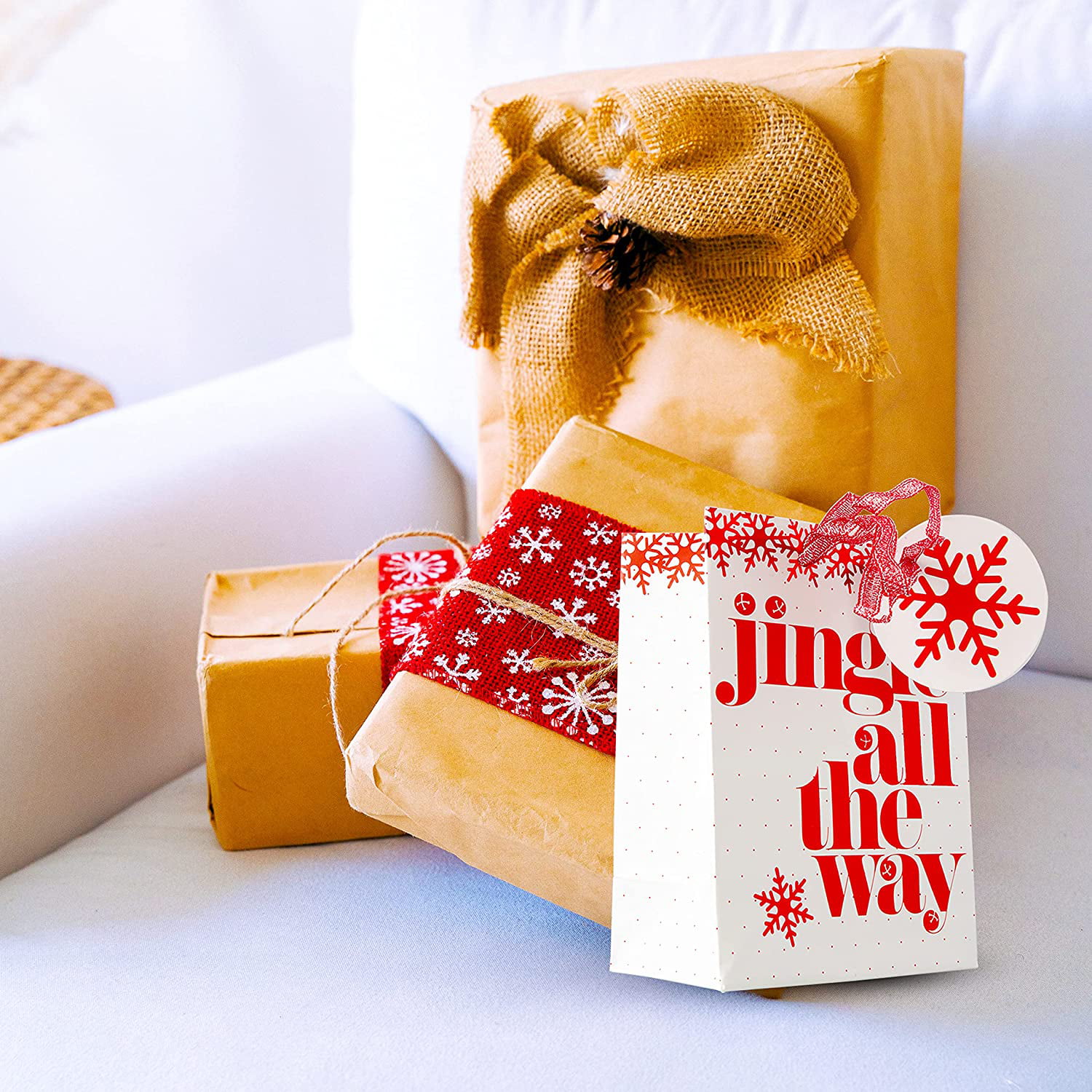 Alluring 12pcs Christmas Gold Foil Gift Bags
