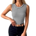 thumbnail image 3 of WAYUTE Tank Tops for Women Casual Striped Print Round Neck Sleeveless Slim Fit Nightwear Breathable Basic Top Summer Holiday, 3 of 6