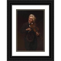 John George Brown 11x14 Black Ornate Wood Framed Double Matted Museum Art Print Titled: A Merry Air and a Sad Heart (1879)
