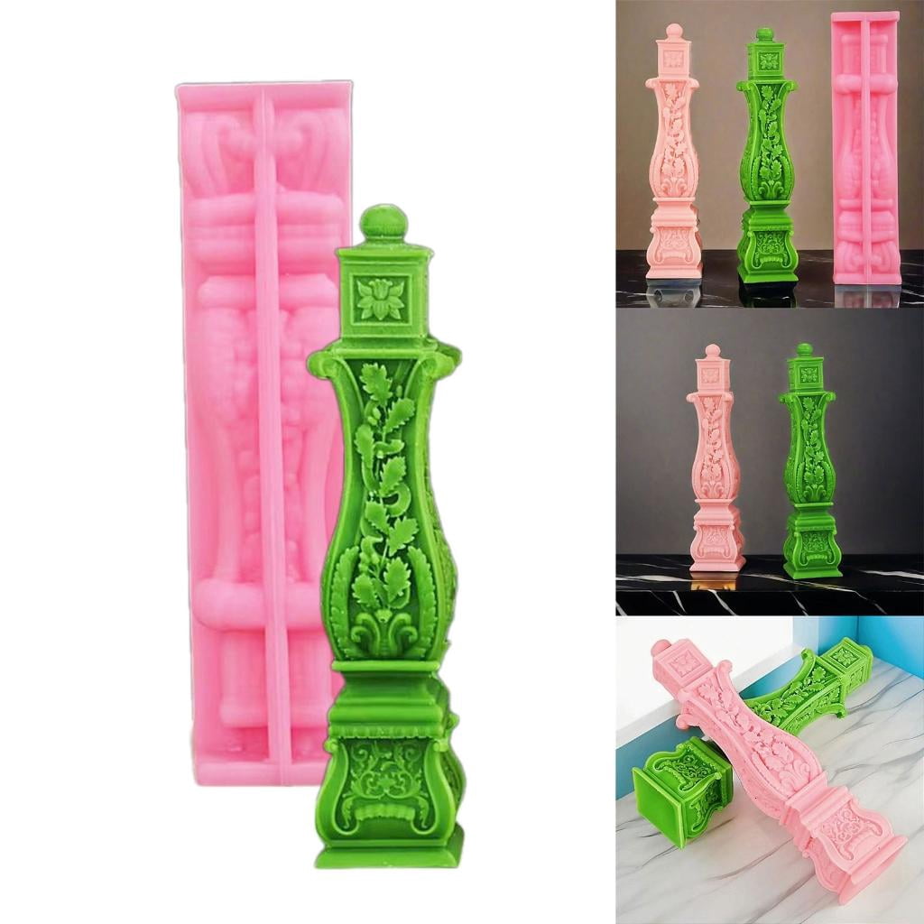 Silicone Mould Roman Column Candle Mold Relief Flower Soap Plaster Making Chocolate Mold for DIYs Enthusiasts Handmade