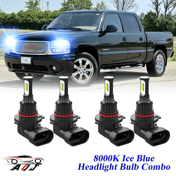 8000K Ice Blue LED Headlight Bulbs Combo Kit For GMC Sierra 1500 2500 3500 1999-2006