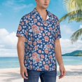 thumbnail image 3 of Fuzoiu Rose Flowers Print Hawaiian Shirt for Men, Summer Beach Casual Short Sleeve Button Down Shirts, Men’s Beach Summer Shirts with Pocket,Small, 3 of 7