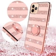thumbnail image 3 of Apple iPhone 11 Pro Max 6.5inch Case Glitter Cute Ring Kickstand Pink Clear Shock Proof Protective Phone Case - Rose Gold Stripe, 3 of 6