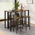 thumbnail image 4 of Costway 36" Tall 3-Tier Bar Table with Storage Metal Frame Adjustable Foot Pads Rustic Brown, 4 of 10