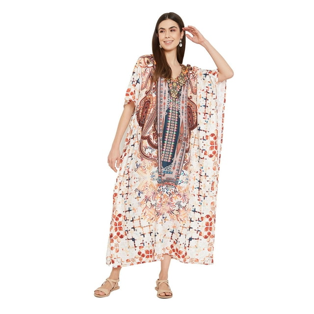 Oussum Caftan pour Femmes Robe Été Ample Décontractée Grande Taille Robe de Soirée Imprimée Caftan Long pour Dames Robes Élégantes en Ligne