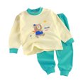 thumbnail image 3 of SROBPTY Toddler Outfits Sets, 2 Pieces Sets for Kids, Kids Boys and Girls Printed Long Sleeve Top and Long Pants Sleepwear Home 2 Piece Set Blue,5-6 Years, 3 of 5
