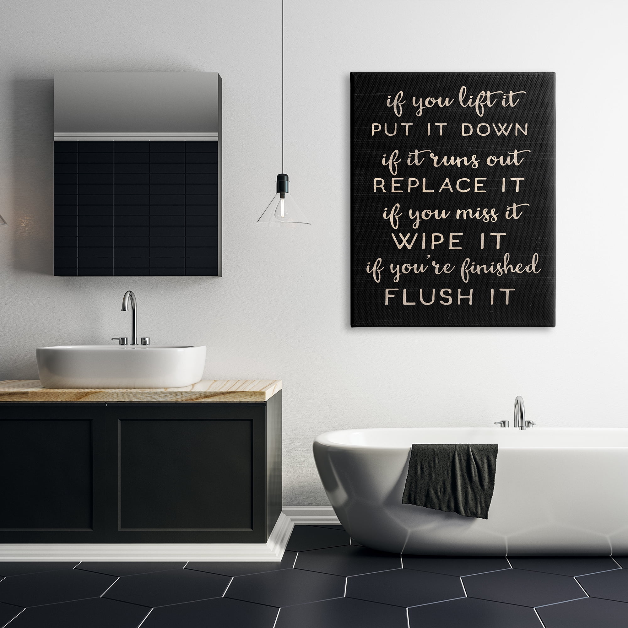 Stupell Industries Put It Down Bathroom Family Wood Texture Word Design Canvas Wall Art by Daphne Polselli