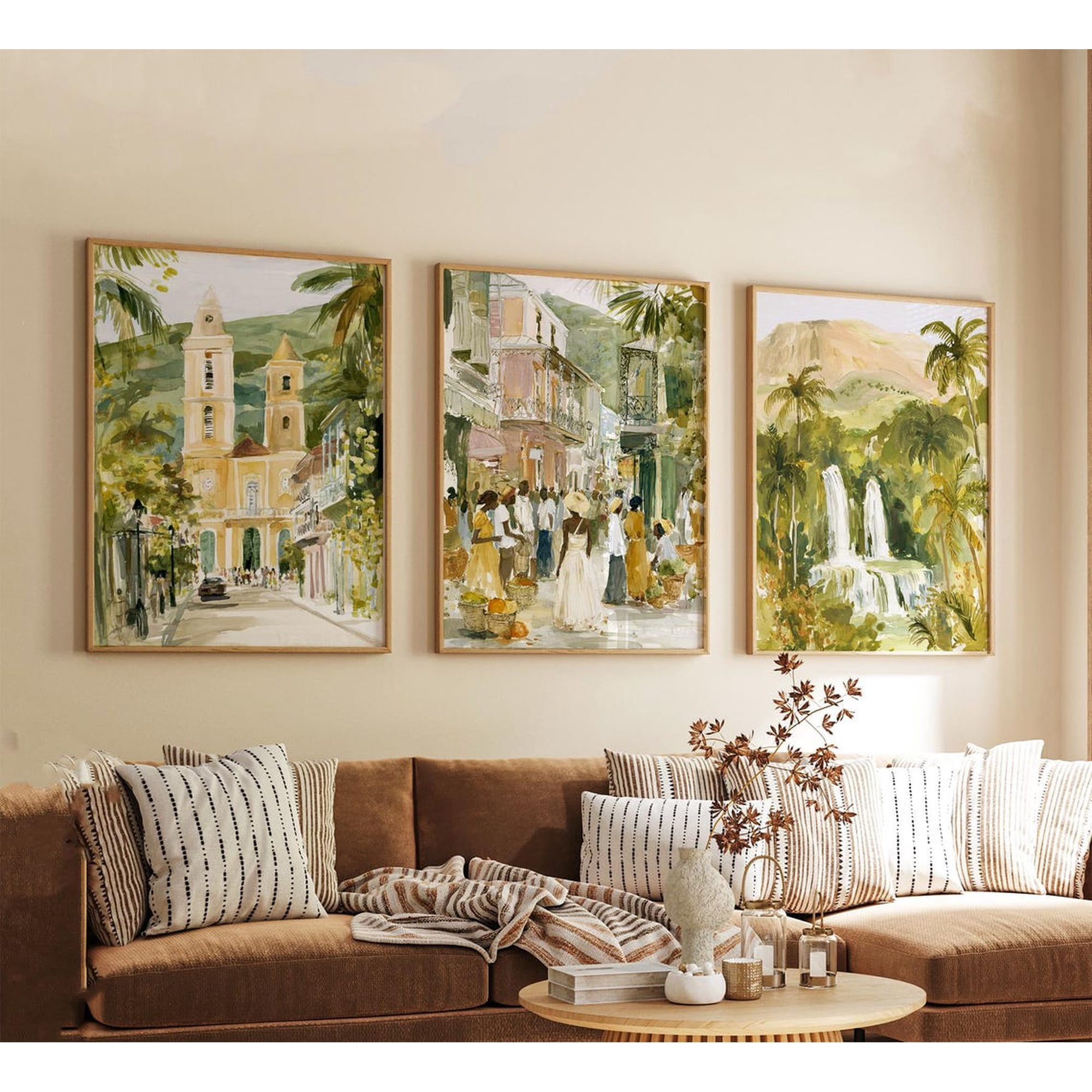 Set Of 3 Haiti Wall Art Prints Caribbean Travel Tropical Landscape Modern Cultural Vibrant Island Style Bedroom And Gallery Wall Decor
