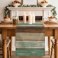 thumbnail image 2 of Table Runner 90 Inches Long for Kitchen Dining, Teal Brown Dresser Scarf Farmhouse, Dining Table Decorations for Wedding/Parties, Farmhouse Rustic Wooden Plank Board 13 x 90 In, 2 of 8