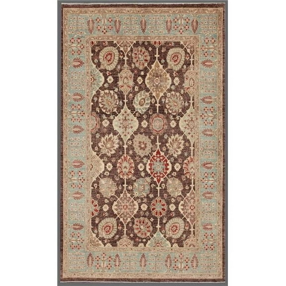 Pasargad Home Denver Hand-Knotted Brown Lamb's Wool Area Rug  5'11" X 9'11"