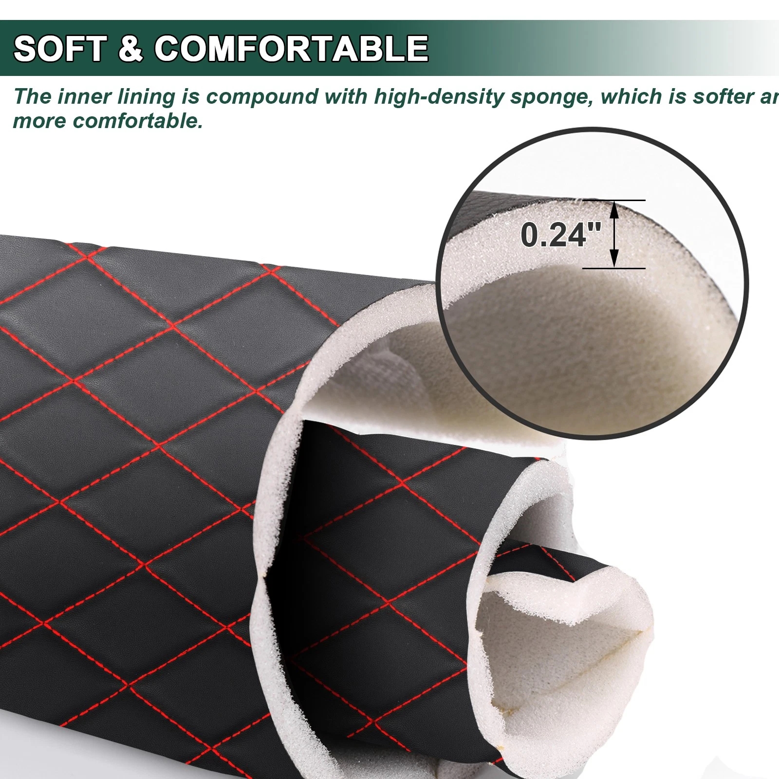63" W Faux Leather Quilted Vinyl Upholstery Fabric for Automotive Headliners, Furniture DIY, Waterproof Scratch-Resistant Foam Padded Backing Material, Black, 2 Yards
