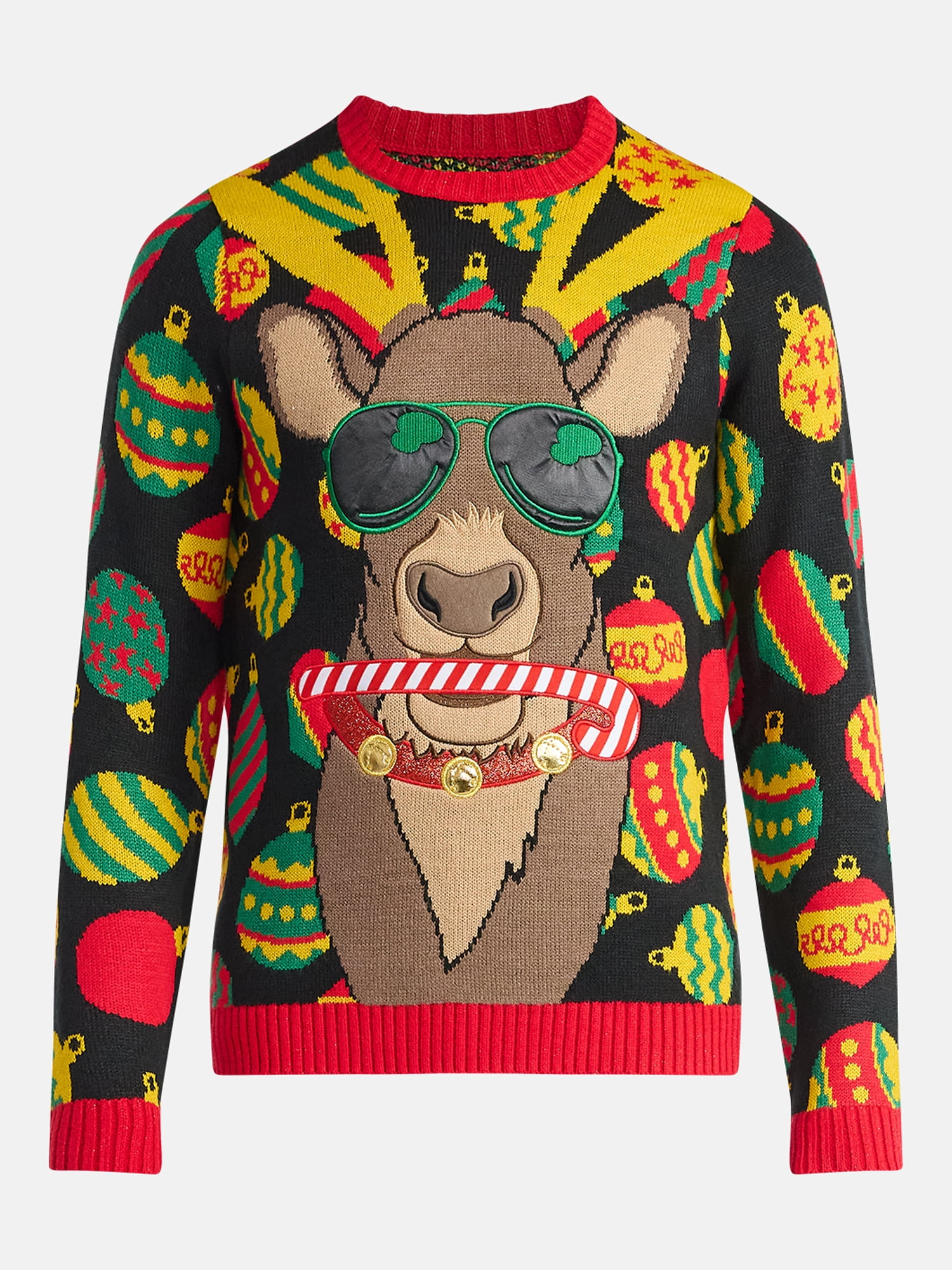 Men's Dasher Reindeer Ugly Christmas Sweater from Holiday Time, Midweight, Sizes M-2XL