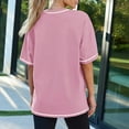 thumbnail image 4 of Women's Long Sleeved Top Oversized T Shirt Striped Shirt Crew Neck Belted Waist Top Soft Casual Loose Shirt Long Sleeves Shirts Women T Shirt Women Summer Loose Fit Womens Summer Shirts Women Tee, 4 of 6